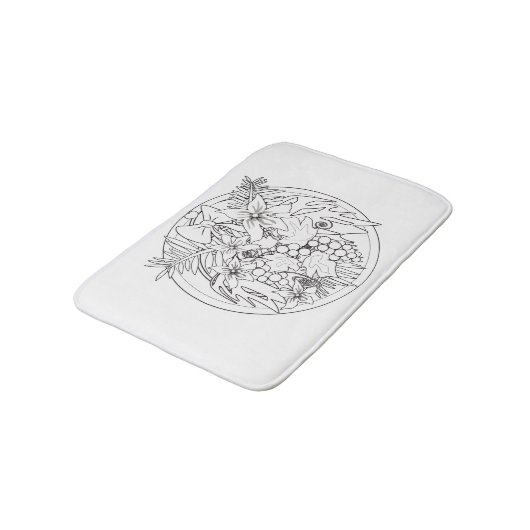 Zeichnen Sie das Bild selbst ein tropisches Muster Badematte (Schrägansicht)