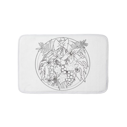 Zeichnen Sie das Bild selbst ein tropisches Muster Badematte (Vorderseite)