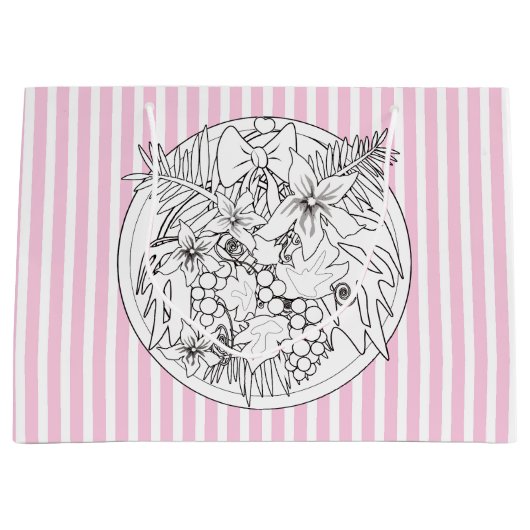 Zeichnen Sie das Bild selbst ein tropisches Muster Große Geschenktüte (Vorderseite)