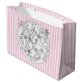 Zeichnen Sie das Bild selbst ein tropisches Muster Große Geschenktüte (Rückseite Schrägansicht)