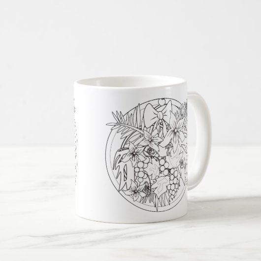 Zeichnen Sie das Bild selbst ein tropisches Muster Kaffeetasse (VorderseiteRechts)