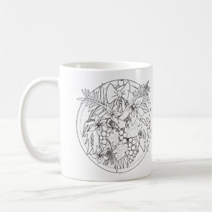Zeichnen Sie das Bild selbst ein tropisches Muster Kaffeetasse