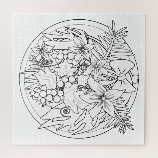 Zeichnen Sie das Bild selbst ein tropisches Muster Puzzle (Horizontal)