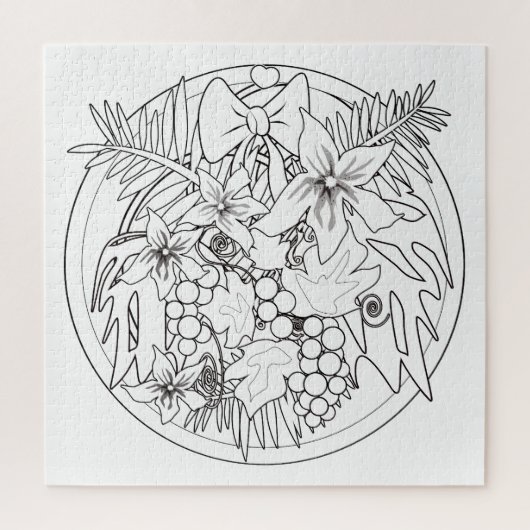 Zeichnen Sie das Bild selbst ein tropisches Muster Puzzle (Vertikal)