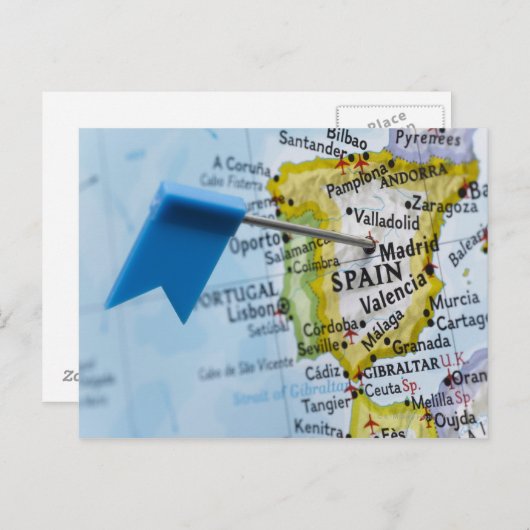 Zeichnen Sie das Button auf, das in Madrid, Postkarte (Vorne/Hinten)