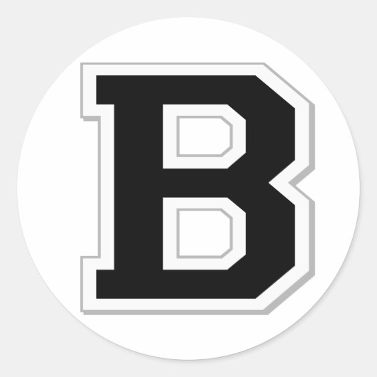 Zeichnen Sie den Anfangsbuchstaben B in schwarzen Runder Aufkleber (Vorderseite)