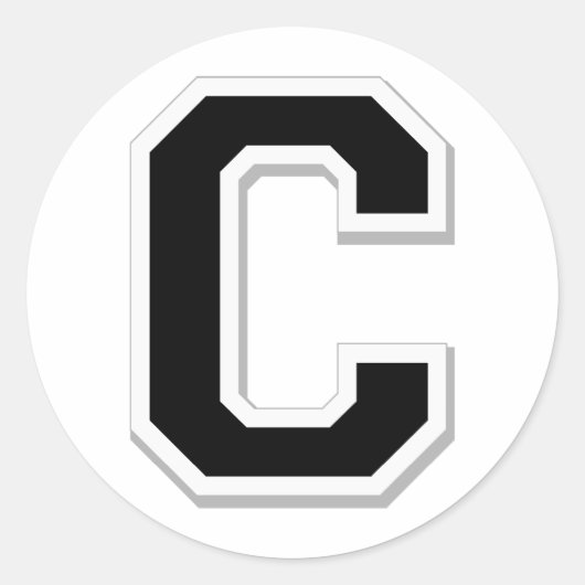 Zeichnen Sie den Anfangsbuchstaben C in schwarzen Runder Aufkleber (Vorderseite)