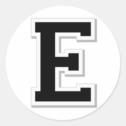 Zeichnen Sie den Anfangsbuchstaben E in schwarzen Runder Aufkleber (Vorderseite)