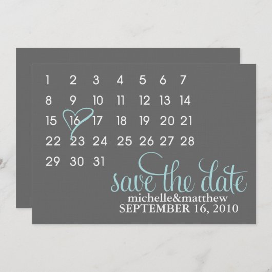 Zeichnen Sie den Kalender auf Hochzeit speichern S Save The Date (Vorne/Hinten)