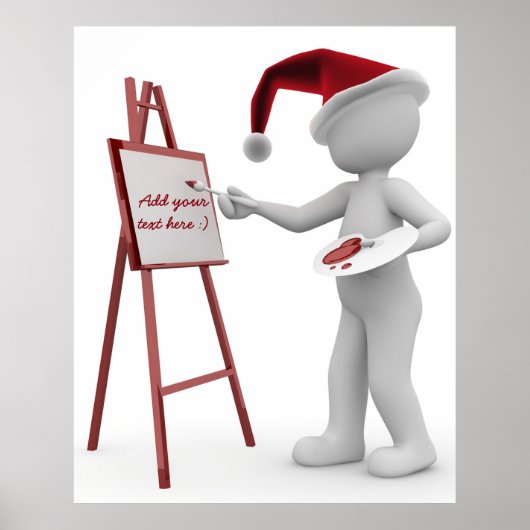 Zeichnen Sie Ihren Text Santa Malerei Easel Red Wh Poster (Vorne)