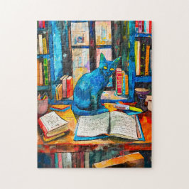 Zeichnen von Katzen unter offenen Büchern Puzzle
