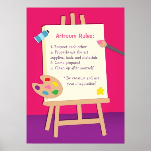 Zeichnen von Kindern Art Room Class Regeln Poster (Vorne)