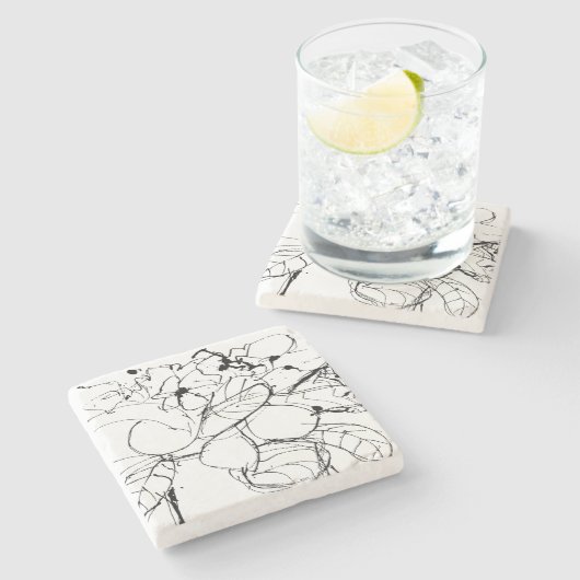 Zeichnend abstrakte Pflanze Steinuntersetzer (Seitenansicht)