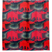 zeichnend abstrakter roter Elefant, sehr rustikale Duschvorhang (Vorderseite)