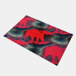 zeichnend abstrakter roter Elefant, sehr rustikale Fußmatte