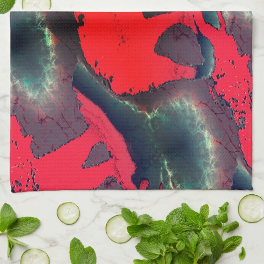 zeichnend abstrakter roter Elefant, sehr rustikale Geschirrtuch (Gefaltet)