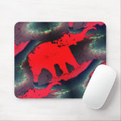 zeichnend abstrakter roter Elefant, sehr rustikale Mousepad (Mit Mouse)