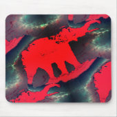 zeichnend abstrakter roter Elefant, sehr rustikale Mousepad (Vorne)