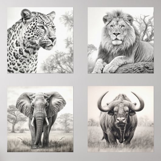 Zeichnend afrikanischer Bleistift Bilderwand Sets (Vorderseite)