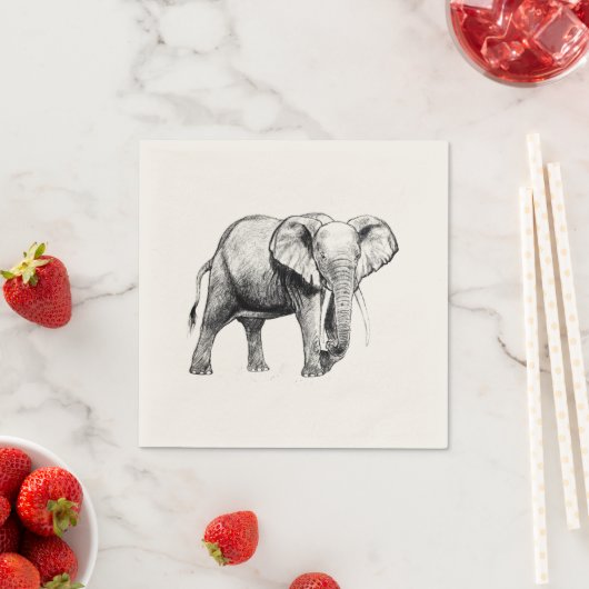 Zeichnend afrikanischer Elefant Serviette (Beispiel)