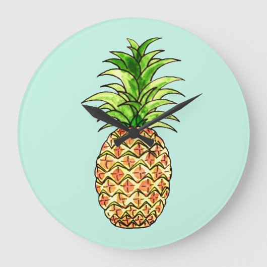 zeichnend Ananas Große Wanduhr (Vorderseite)
