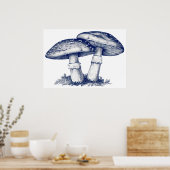 Zeichnend antiker Pilz Poster (Küche)