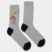 Zeichnend Aquarellroter Fox, Text auf Grau Socken (Rechts)