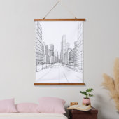 Zeichnend Architektur Wandteppich Mit Holzrahmen (Schlafzimmer)