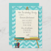 Zeichnend Art Easel Geburtstagsparty Einladung (Vorne/Hinten)