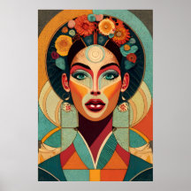 Zeichnend auf Zellige-Frauengesicht auf Mosaik