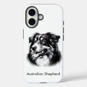 Zeichnend australischer Schäferhund iPhone 16 Hülle