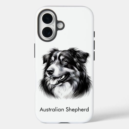 Zeichnend australischer Schäferhund Case-Mate iPhone Hülle (Rückseite)