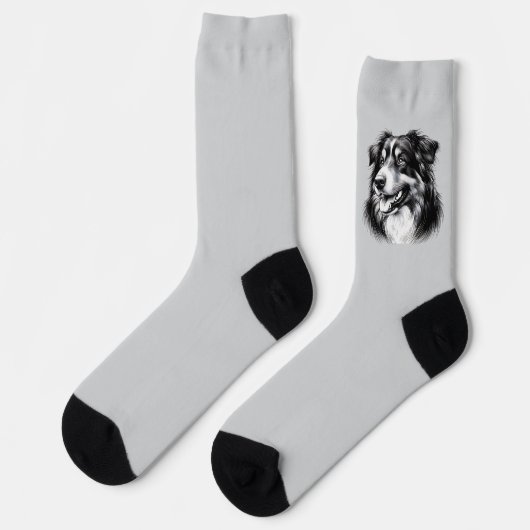 Zeichnend australischer Schäferhund Socken (Linkes Detail)