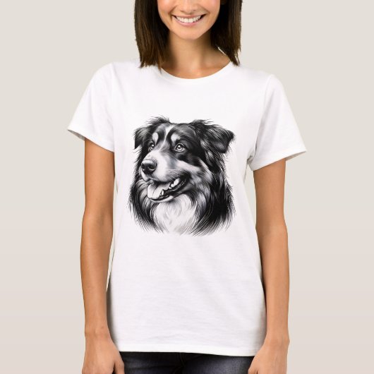 Zeichnend australischer Schäferhund T-Shirt (Vorderseite)