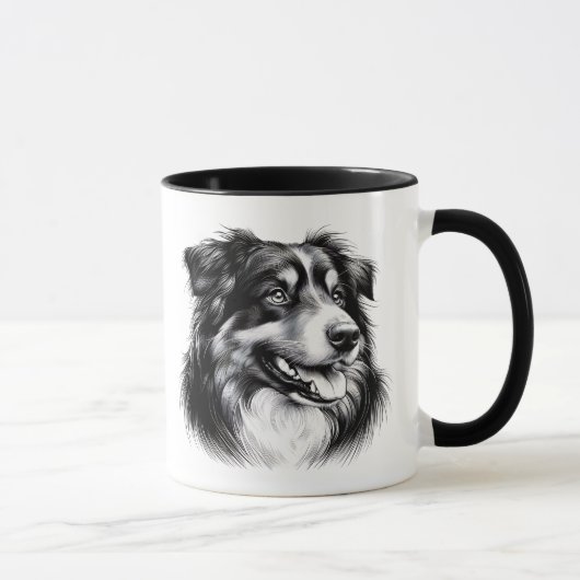 Zeichnend australischer Schäferhund Tasse (Rechts)