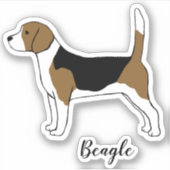 Zeichnend Beagle | Niedlicher Hund Vinyl Sticker (Vorderseite)