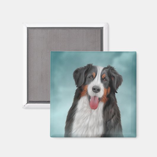 Zeichnend Berner Hund 21 Magnet (Vorderseite/Rückseite)