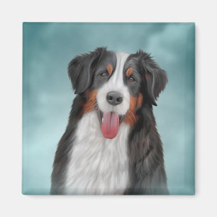 Zeichnend Berner Hund 21 Magnet