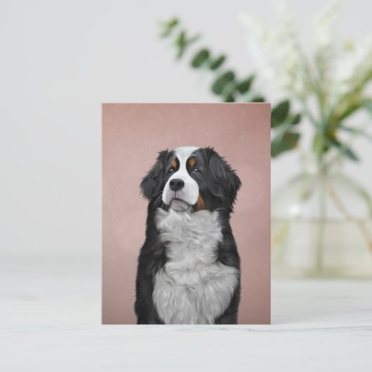 Zeichnend Berner Hund Feiertagspostkarte (Stehend Vorderseite)