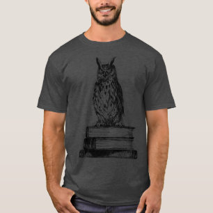 Zeichnend Bibliothek-Eule T-Shirt