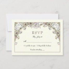 Zeichnend Blume Elfenbein romantische Hochzeitskar RSVP Karte