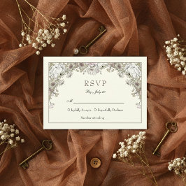 Zeichnend Blume Elfenbein romantische Hochzeitskar RSVP Karte