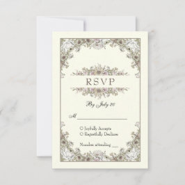 Zeichnend Blume Elfenbein romantische Hochzeitskar RSVP Karte
