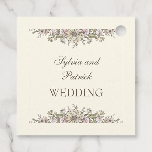 Zeichnend Blume Elfenbeinhochzeit Geschenkanhänger (Rückseite)