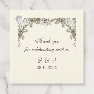 Zeichnend Blume Elfenbeinhochzeit Geschenkanhänger