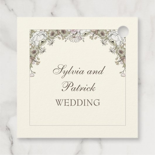 Zeichnend Blume Elfenbeinhochzeit Geschenkanhänger (Rückseite)