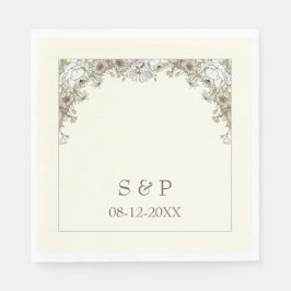 Zeichnend Blume Elfenbeinhochzeit Serviette