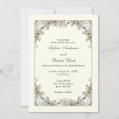 Zeichnend Blume Elfenbeinromantik Einladung (Vorderseite)