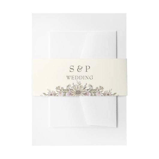 Zeichnend Blume Elfenbeinromantik Einladungsbanderole (Vorderseite Beispiel)