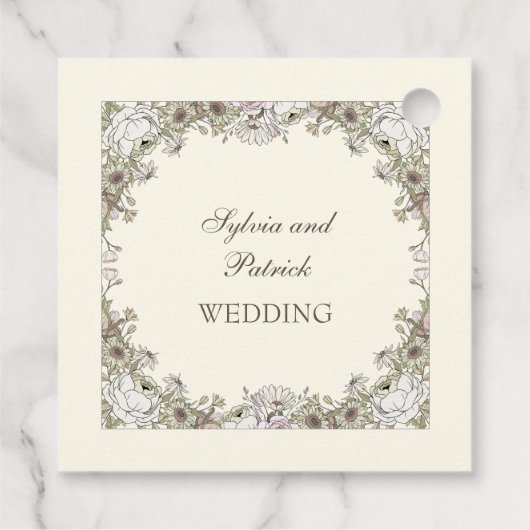 Zeichnend Blume Elfenbeinromantik Geschenkanhänger (Rückseite)